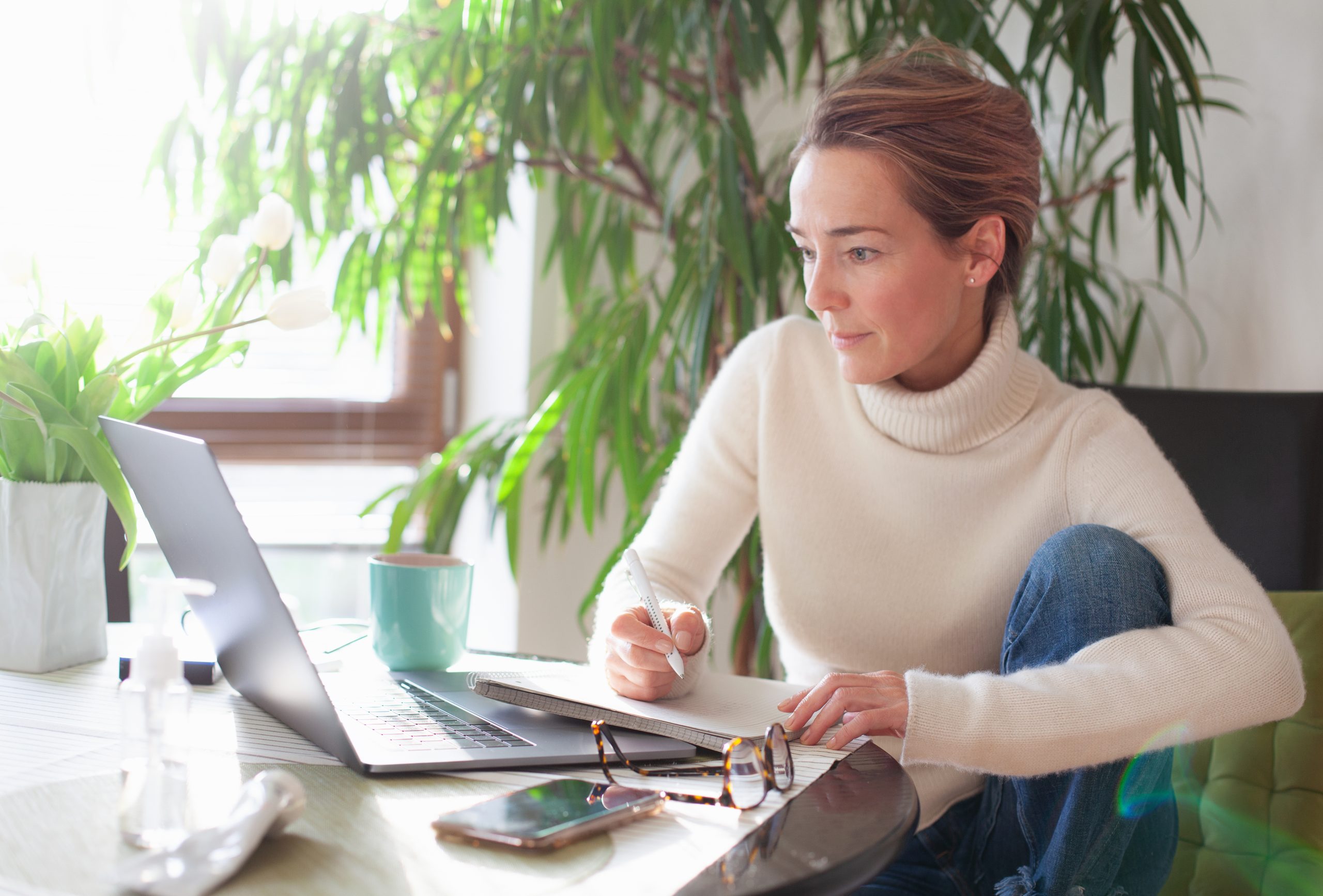 Woman attending an online learning session